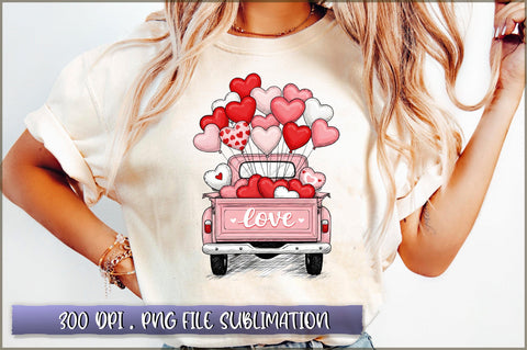 Valentine's Day Love Truck PNG Sublimation Shetara Begum 
