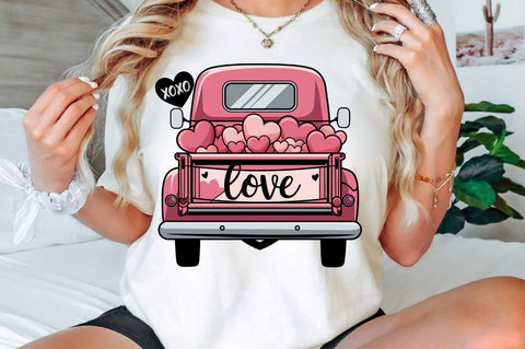 Valentine's Day Love Truck Sublimation Design Sublimation Regulrcrative 