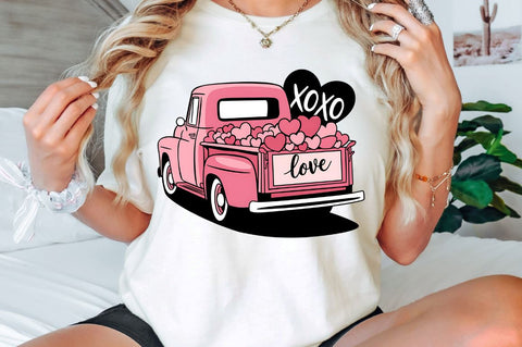 Valentine's Day Love Truck Sublimation Design Sublimation Regulrcrative 
