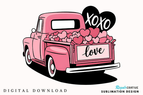 Valentine's Day Love Truck Sublimation Design Sublimation Regulrcrative 