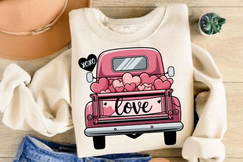 Valentine's Day Love Truck Sublimation Design Sublimation Regulrcrative 