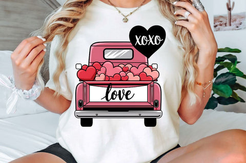 Valentine's Day Love Truck Sublimation Design Sublimation Regulrcrative 