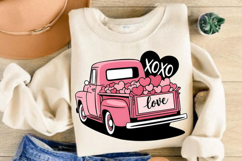 Valentine's Day Love Truck Sublimation Design Sublimation Regulrcrative 