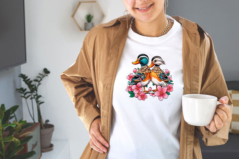 Valentine's Day Mandarin Duck Couple Bundle Sublimation Designangry 