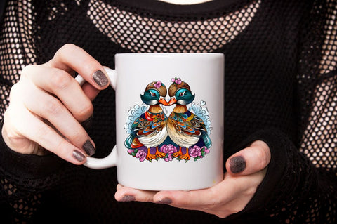 Valentine's Day Mandarin Duck Couple Bundle Sublimation Designangry 