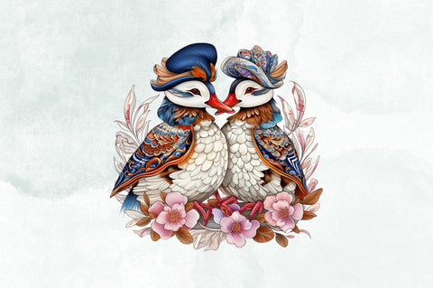 Valentine's Day Mandarin Duck Couple Bundle Sublimation Designangry 