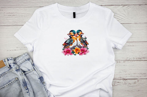 Valentine's Day Mandarin Duck Couple Bundle Sublimation Designangry 