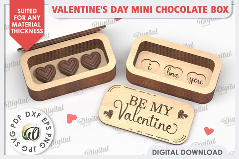Valentine's Day Mini Chocolate Box Laser Cut. Valentine Gift SVG Evgenyia Guschina 