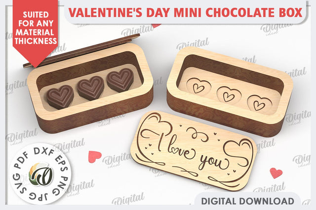 Valentine's Day Mini Chocolate Box Laser Cut. Valentine Gift SVG Evgenyia Guschina 