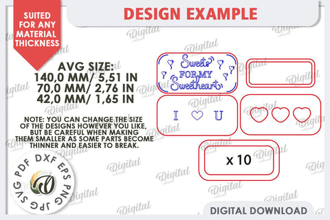 Valentine's Day Mini Chocolate Box Laser Cut. Valentine Gift SVG Evgenyia Guschina 