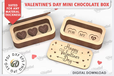 Valentine's Day Mini Chocolate Box Laser Cut. Valentine Gift SVG Evgenyia Guschina 