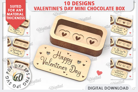 Valentine's Day Mini Chocolate Boxes Laser Cut Bundle SVG Evgenyia Guschina 