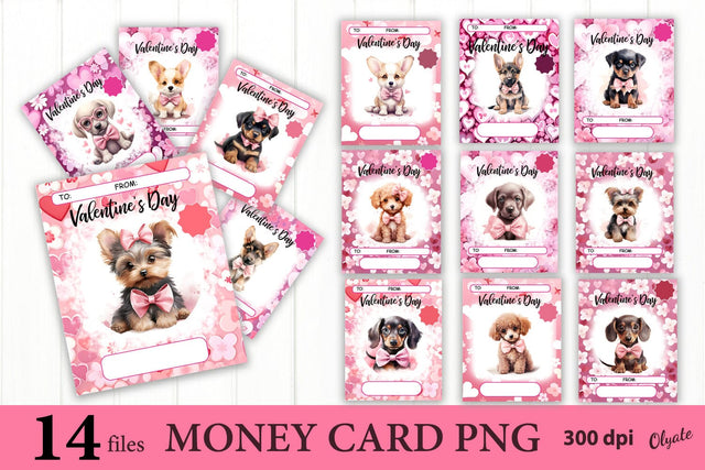 Valentines Day Money Card Bundle PNG. Puppy Dog Sublimation Sublimation Olga Terlyanskaya 
