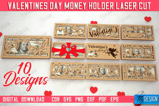 Valentine's Day Money Holder Bundle | Gift Idea | Romantic Season | Greeting Card | Holidays | CNC Files SVG Fly Design 