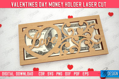 Valentine's Day Money Holder | Gift Idea | Romantic Season | Greeting Card | Holidays | CNC File SVG Fly Design 