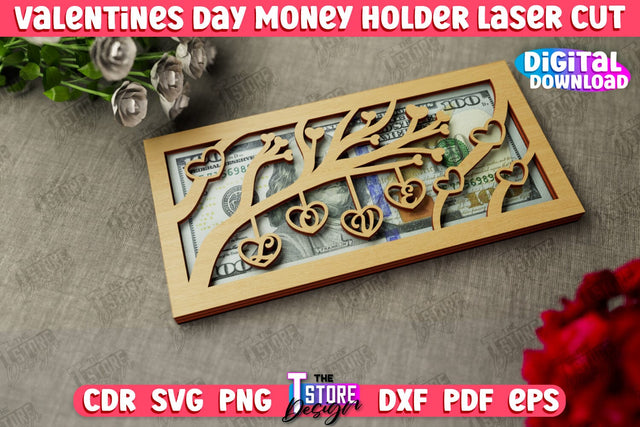 Valentine's Day Money Holder | Gift Idea | Romantic Season | Greeting Card | Holidays | CNC File SVG The T Store Design 