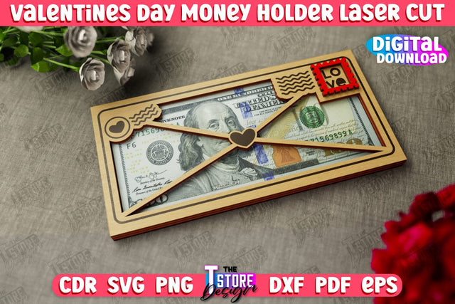 Valentine's Day Money Holder | Gift Idea | Romantic Season | Greeting Card | Holidays | CNC File SVG The T Store Design 