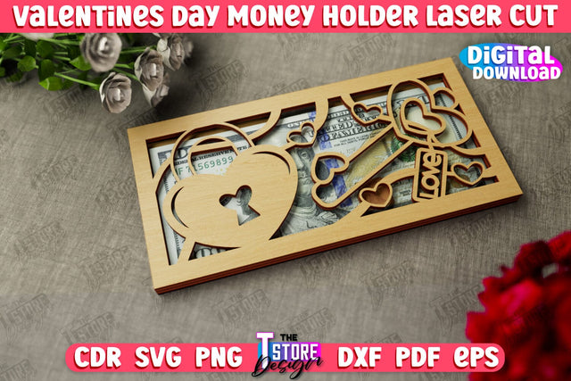 Valentine's Day Money Holder | Gift Idea | Romantic Season | Greeting Card | Holidays | CNC File SVG The T Store Design 