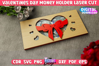 Valentine's Day Money Holder | Gift Idea | Romantic Season | Greeting Card | Holidays | CNC File SVG The T Store Design 