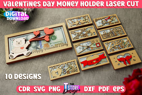 Valentine's Day Money Holders Bundle | Gift Idea | Romantic Season | Greeting Card | Holidays | CNC Files SVG The T Store Design 