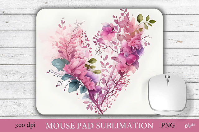 Valentines Day Mouse Pad Sublimation. Heart Mouse Pad PNG Sublimation Olga Terlyanskaya 