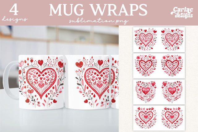 Valentines Day Mug Wrap Sublimation Sublimation Carla C Designs 