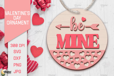 Valentine's Day Ornament Laser Cut. Round Ornament. Be Mine SVG SVG Evgenyia Guschina 