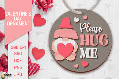 Valentine's Day Ornament Laser Cut. Round Ornament. Gnome SVG SVG Evgenyia Guschina 
