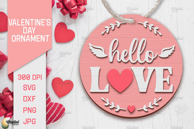 Valentine's Day Ornament Laser Cut. Round Ornament. Love SVG SVG Evgenyia Guschina 