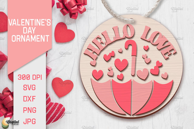 Valentine's Day Ornament Laser Cut. Round Ornament. Love SVG SVG Evgenyia Guschina 