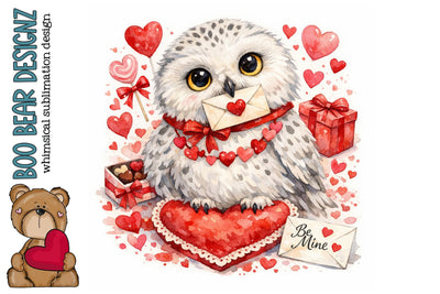 Valentines' day Owl Clipart Sublimation Boo Bear Designz 