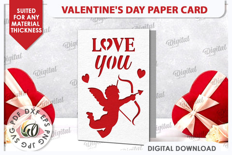 Valentine's Day Paper Card. Valentine's Greeting Card SVG SVG Evgenyia Guschina 