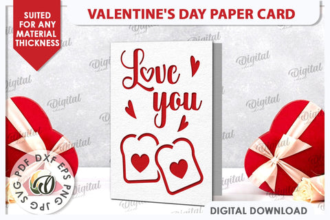 Valentine's Day Paper Card. Valentine's Greeting Card SVG SVG Evgenyia Guschina 