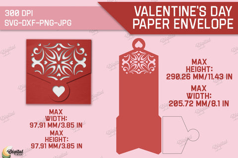 Valentine's Day Paper Envelope Bundle. Envelope Gift SVG 3D Paper Evgenyia Guschina 