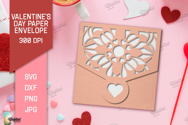Valentine's Day Paper Envelope. Envelope Gift SVG 3D Paper Evgenyia Guschina 