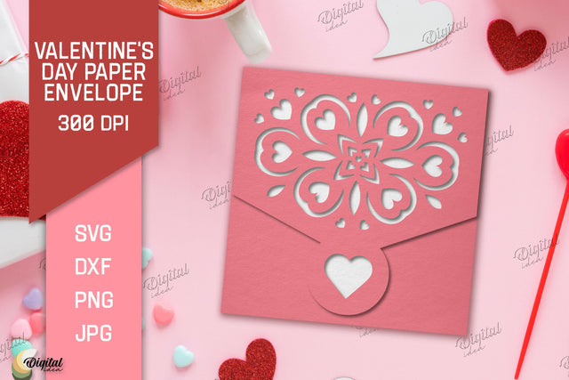 Valentine's Day Paper Envelope. Envelope Gift SVG 3D Paper Evgenyia Guschina 