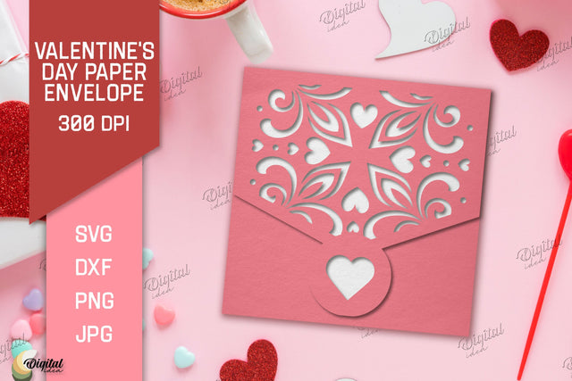 Valentine's Day Paper Envelope. Envelope Gift SVG 3D Paper Evgenyia Guschina 