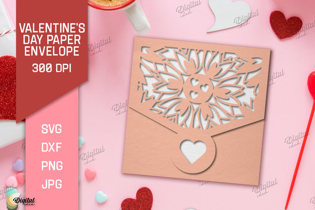 Valentine's Day Paper Envelope. Envelope Gift SVG 3D Paper Evgenyia Guschina 
