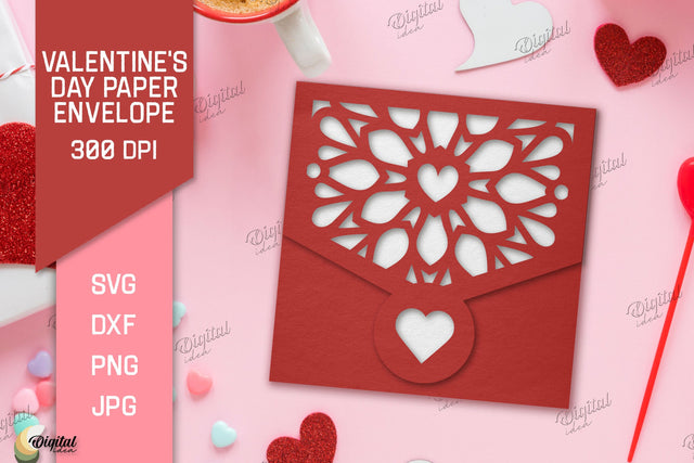 Valentine's Day Paper Envelope. Envelope Gift SVG 3D Paper Evgenyia Guschina 