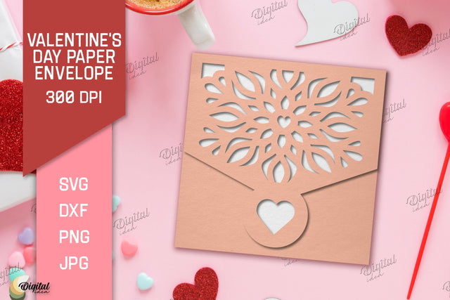 Valentine's Day Paper Envelope. Envelope Gift SVG 3D Paper Evgenyia Guschina 