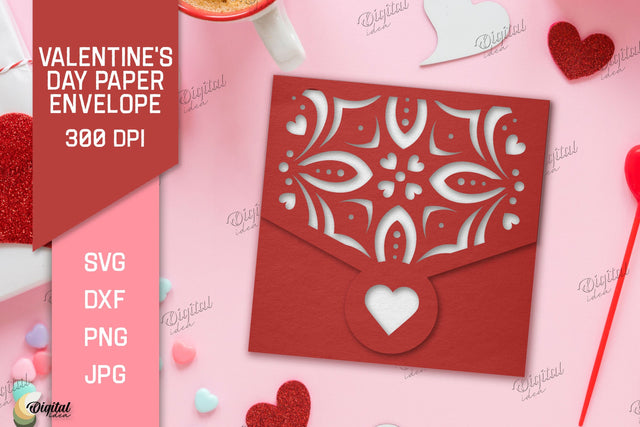 Valentine's Day Paper Envelope. Envelope Gift SVG 3D Paper Evgenyia Guschina 