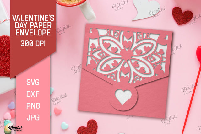 Valentine's Day Paper Envelope. Envelope Gift SVG 3D Paper Evgenyia Guschina 