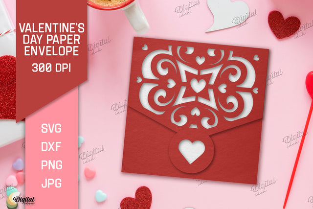 Valentine's Day Paper Envelope. Envelope Gift SVG 3D Paper Evgenyia Guschina 