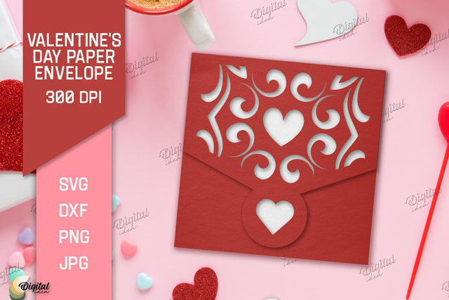Valentine's Day Paper Envelope. Envelope Gift SVG 3D Paper Evgenyia Guschina 