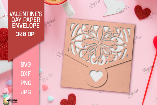 Valentine's Day Paper Envelope. Envelope Gift SVG 3D Paper Evgenyia Guschina 