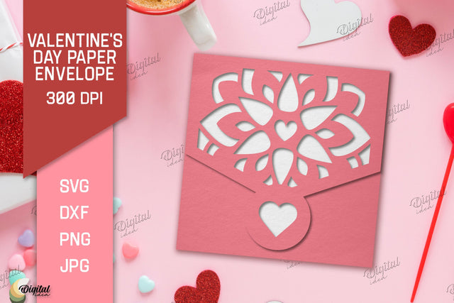 Valentine's Day Paper Envelope. Envelope Gift SVG 3D Paper Evgenyia Guschina 