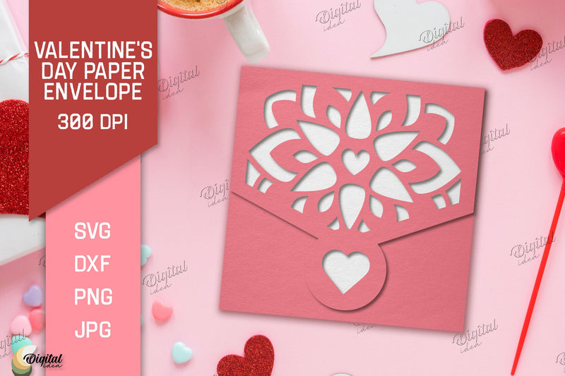 Valentine's Day Paper Envelope. Envelope Gift SVG 3D Paper Evgenyia Guschina 