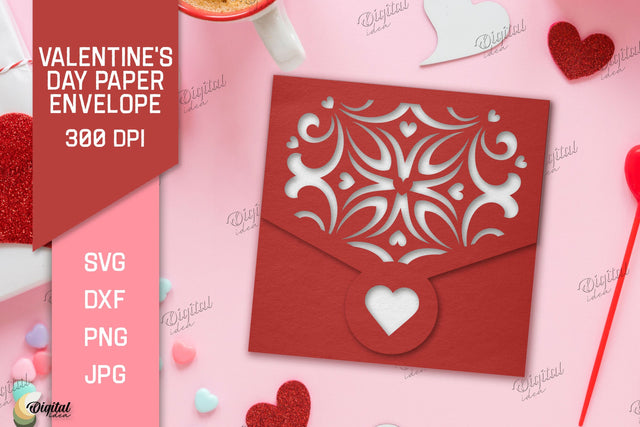 Valentine's Day Paper Envelope. Envelope Gift SVG 3D Paper Evgenyia Guschina 
