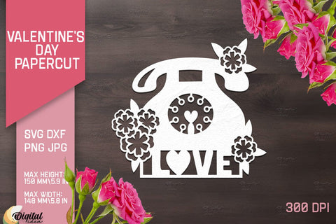 Valentine's Day Papercut Bundle. Valentine Love Quotes SVG 3D Paper Evgenyia Guschina 