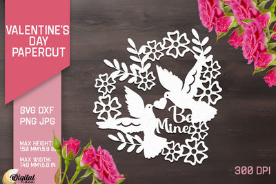 Valentine's Day Papercut. Valentine Love Quotes SVG 3D Paper Evgenyia Guschina 